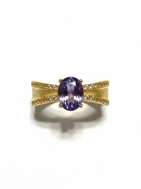 PURPLE GOLD CZ VINTAGE STYLE ADJUSTABLE RING